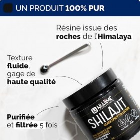 Shilajit de l’Himalaya 100G + Cuillère incluse | Extrait concentré, Pureté maximale, Filtrée 5x | 85% acide fulvique, Haute C