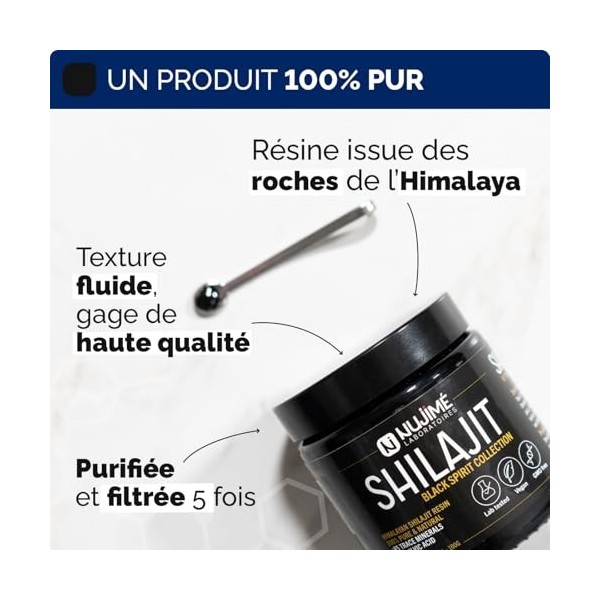 Shilajit de l’Himalaya 100G + Cuillère incluse | Extrait concentré, Pureté maximale, Filtrée 5x | 85% acide fulvique, Haute C