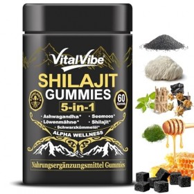 VitalVibe Himalaya Shilajit Gommes | Avec oligo-éléments et acide fulvique | Pour hommes et femmes | Purs et naturels | Végét