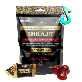 BeepWell Gummies de Shilajit 3000 mg – Complexe 10-en-1 Himalayen avec Acide Fulvique, 85+ Minéraux et Ashwagandha – Bonbons ...