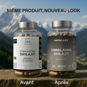 Shilajit Pure Himalaya 36000mg Extrait 30:1 | 50% Acide Fulviques Qualité Premium - Shilajite Energie et Immunité 100% Végéta