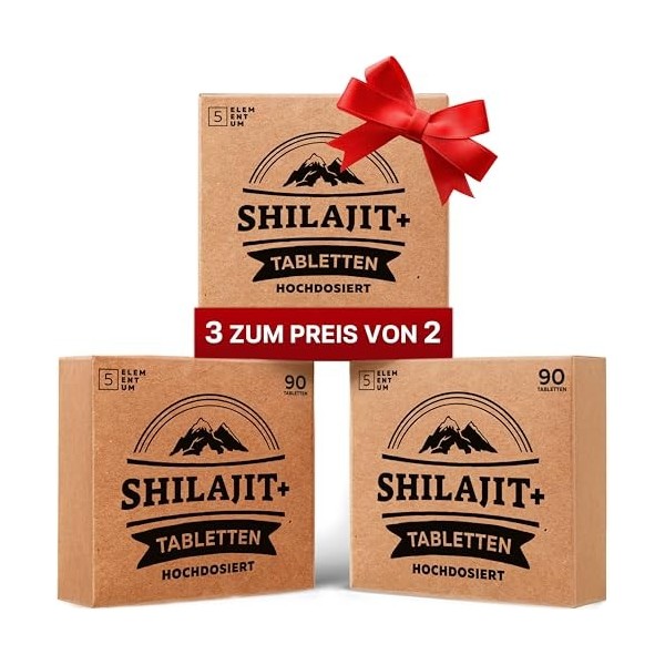 5 elementum Shilajit Pure Himalaya – 45 Comprimés Hautement Concentrés, 22 500 mg, 82% d’Acide Fulvique | Comprimés Naturels,...