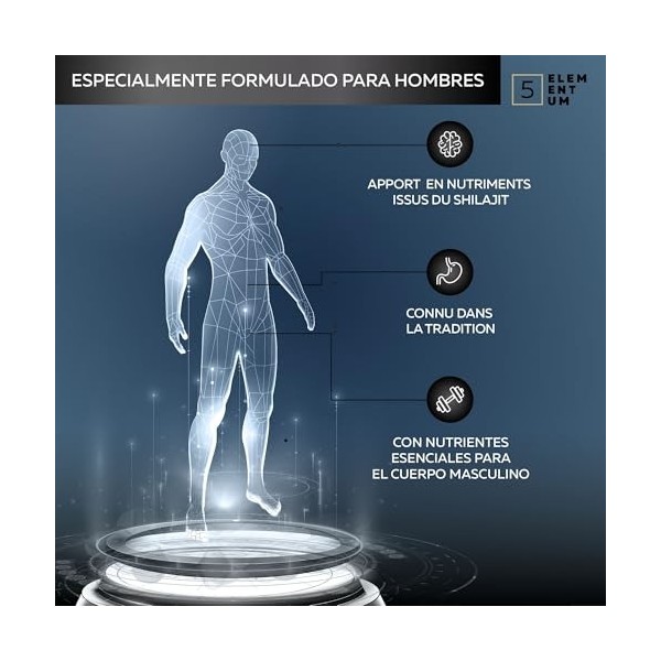 5 elementum Shilajit Pure Himalaya 50 g + 4 g Offert – Résine Originale avec 82 % d’Acide Fulvique et 87 Minéraux | Naturelle...
