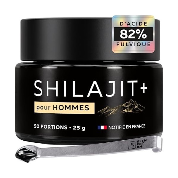 5 elementum Shilajit Pure Himalaya 50 g + 4 g Offert – Résine Originale avec 82 % d’Acide Fulvique et 87 Minéraux | Naturelle...