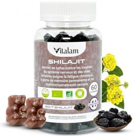 VITALAM Gummies Shilajit Pur Bio, Shilajit Himalaya, Boost métabolisme, Libido et Energie, Acide Fulvique, Soutien Immunitair