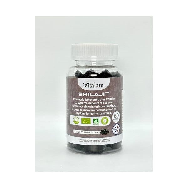 VITALAM Gummies Shilajit Pur Bio, Shilajit Himalaya, Boost métabolisme, Libido et Energie, Acide Fulvique, Soutien Immunitair