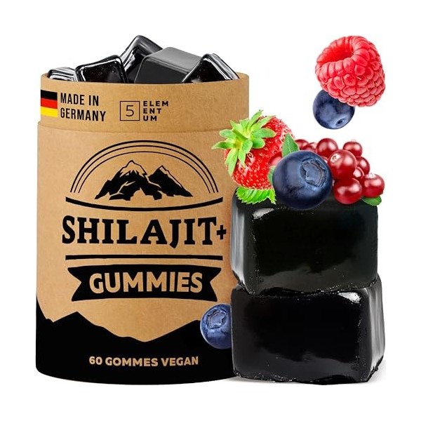 Shilajit Gummies Pure Himalaya – 60 Gommes Naturelles avec Miel de Manuka – 1600 mg par Jour – Sans Sucre, Vegan – Shilajite 