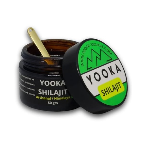 YOOKA Shilajit RESINE 50G naturelle ARTISANALE OR pure. 70% ACIDE FULVIQUE, test en laboratoire garantissant +85 minéraux, 12