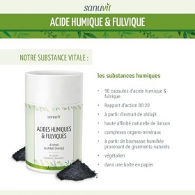 Sanuvit® - Shilajit | Acide fulvique & acide humique en proportion 80:20 | 90 capsules | Mumijo Shilajit | Complexe organo-mi