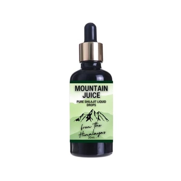 Gouttes liquides Shilajit pur 30 ml Teinture de voyage. Jus de montagne puissant et puissant, résine minérale ayurvédique nat