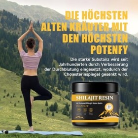 Résine Shilajit - Pouvoir maximal - Résine de shilajit organique naturelle en plus de 85 oligo-éléments - Qualité dorée - Shi