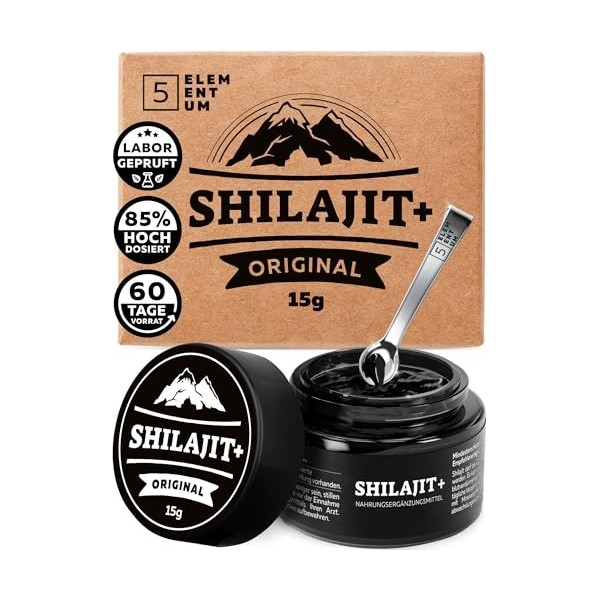 Shilajit Pur de l’Himalaya – 85% Acide Fulvique – 15 g | Format 30 Jours