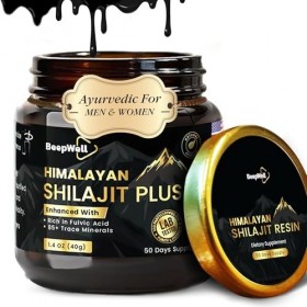 BeepWell Natürliches Himalaya Shilajit Harz – Reich an Fulvinsäure & Spurenelementen – Mit Ashwagandha & Schwarzem Pfeffer – 