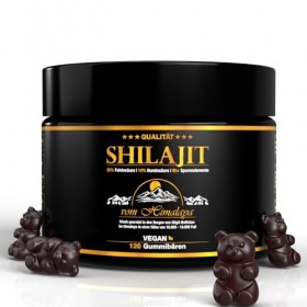 Shilajit 120 oursons en gomme | 30:1 extrait -42.000mg Shilajit | 30% acide fulvique 10% acide humique | 100% Pure & Origin
