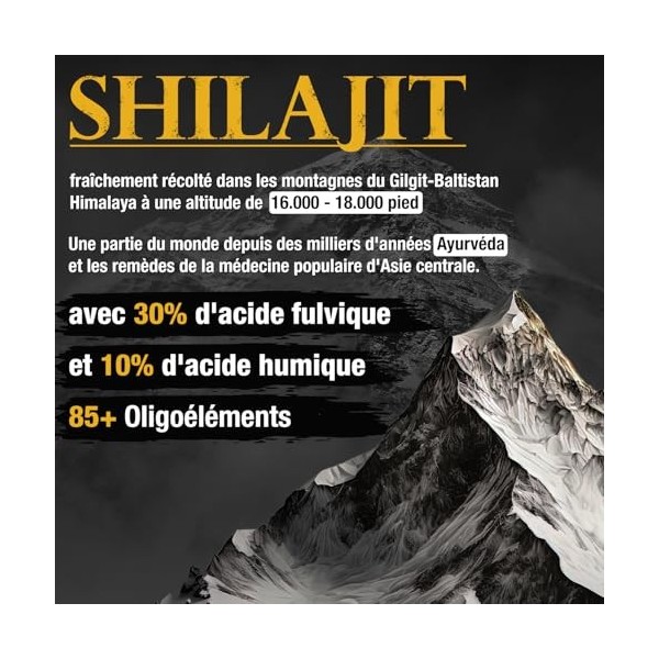 Shilajit 120 oursons en gomme | 30:1 extrait -42.000mg Shilajit | 30% acide fulvique 10% acide humique | 100% Pure & Origin