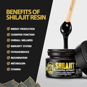 Shilajit Original Himalaya, Résine Shilajitn Hautement Concentrée, Résine Shilajit Naturelle, avec Plus de 85 Oligo-Éléments 