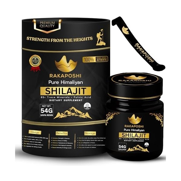 54 g de résine de Shilajit – Pure Himalaya, séchée au soleil et testée en laboratoire | Riche en acide fulvique et humique 85