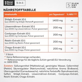 Gommes Shilajit Fraise – 2200 mg – Avec Lion’s Mane, Reishi, Chaga, Cordyceps – 90 pièces Shilajit