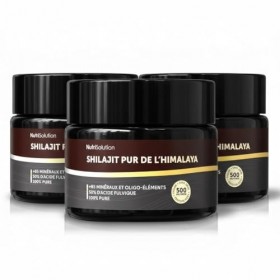 Shilajit Pur de l’Himalaya NutriSolution® - Résine Authentique Haut de Gamme - 500 mg par Dose - 50% d’Acide Fulvique - +85 M
