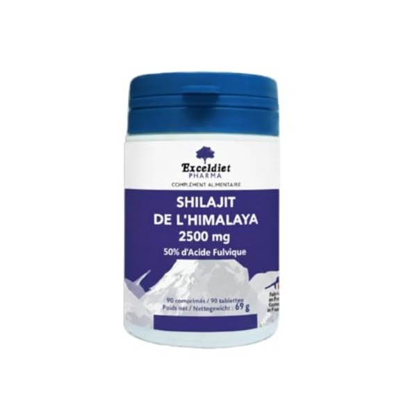 SHILAJIT 2500 mg | Extrait 5:1 Titré à 50% en Acide Fulvique | 90 Comprimés Vegan | Performance & Vitalité Cognition | Résine