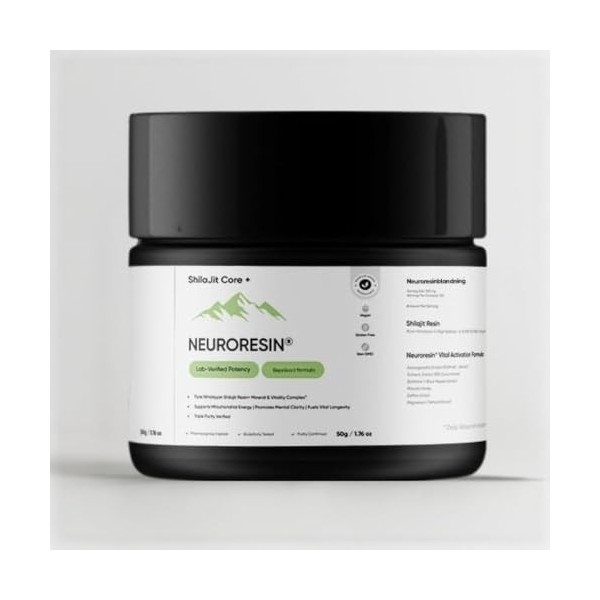 Résine de Shilajit de lHimalaya ShilajitCore 50 g – Résine minérale pure et naturelle – Récoltée à la main en haute altitude