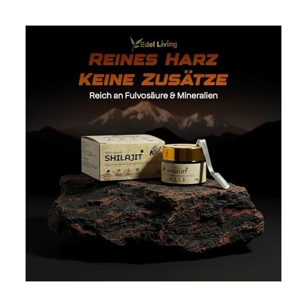 Edel Living Shilajit Original Hhimalaya Boîte en aluminium bio 30 g de résine séchée au soleil Shilajit pur de lHimalayan po