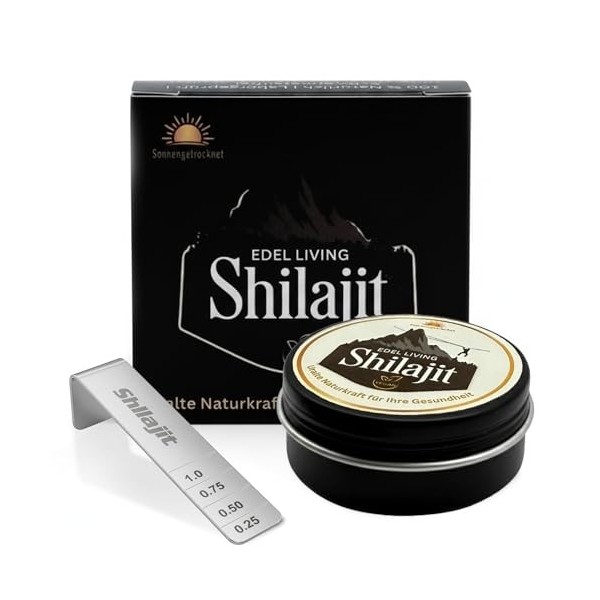 Edel Living Shilajit Original Hhimalaya Boîte en aluminium bio 30 g de résine | Revêtue de Gilgit | Shilajit pur himalayen sé