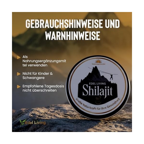 Edel Living Shilajit Original Hhimalaya Boîte en aluminium bio 30 g de résine | Revêtue de Gilgit | Shilajit pur himalayen sé