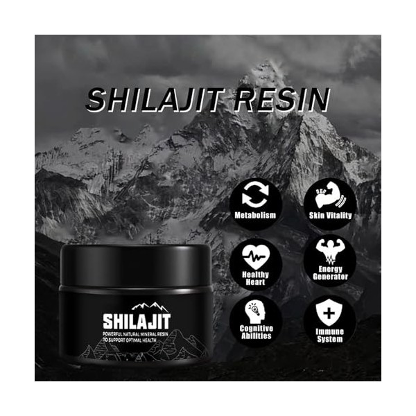 Résine Shilajit biologique naturelle, supplément Shilajit de qualité dorée pour hommes et femmes, soutien immunitaire