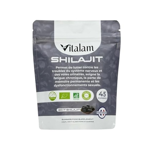 VITALAM Gummies Shilajit Pur Bio, Shilajit Himalaya, Boost métabolisme, Libido et Energie, Acide Fulvique, Soutien Immunitair