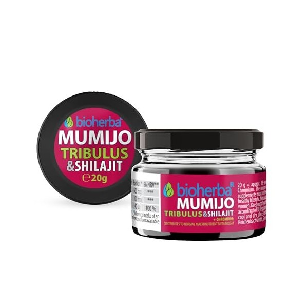 Shilajit Résine 20 g par BIOHERBA – Complément naturel avec Tribulus & Chrome | Extrait végétal concentré | Pour mode de vie 