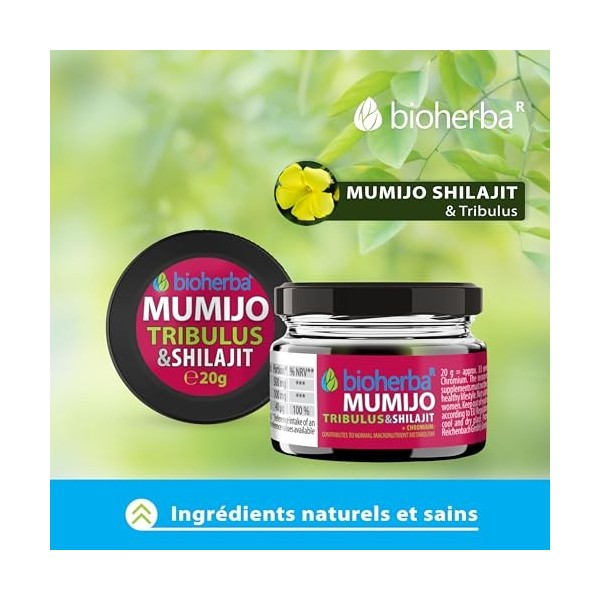 Shilajit Résine 20 g par BIOHERBA – Complément naturel avec Tribulus & Chrome | Extrait végétal concentré | Pour mode de vie 
