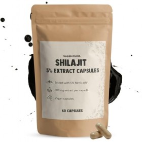 Cupplement – Shilajit 60 capsules – 5% dextrait de résine – Qualité supérieure 500 mg par capsule