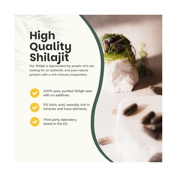 Cupplement – Shilajit 60 capsules – 5% dextrait de résine – Qualité supérieure 500 mg par capsule