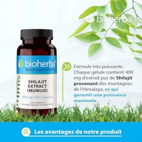 Shilajit – 200 Gélules de 400 mg | Extrait pur de Mumijo de l’Himalaya – par BIOHERBA