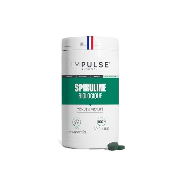 Impulse Nutrition - Spiruline bio - 100% pure - Energie, Fer & Antioxydant - Phycocyanine Puissante - Complément alimentaire 