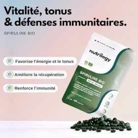 Spiruline Bio 3000mg 100% Pure & sans métaux lourds | Immunité, Tonus & Antioxydant | 1 mois - 120 comprimés | Riche en Fer &