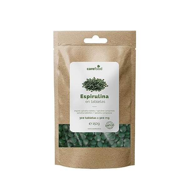 Carefood - Spiruline Bio Comprimés - 300 Comprimés de Spiruline Bio - Produit pour Maigrir Rapidement Efficacement - Spirulin