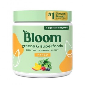 Bloom Superfood Powder Women - mangue - Avec probiotiques, enzymes, spiruline, chlorella - Favorise la santé intestinale, la ...
