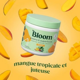 Bloom Superfood Powder Women - mangue - Avec probiotiques, enzymes, spiruline, chlorella - Favorise la santé intestinale, la ...