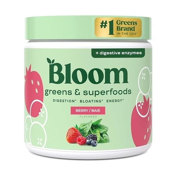 Bloom Superfood Powder Women - mangue - Avec probiotiques, enzymes, spiruline, chlorella - Favorise la santé intestinale, la ...