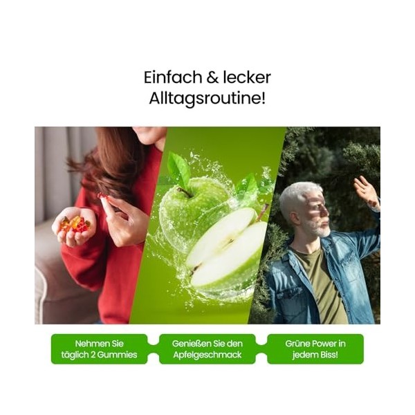 Gummily® Superaliments verts premium à la spiruline et au moringa – Mélange de superaliments verts et de probiotiques 100 mg