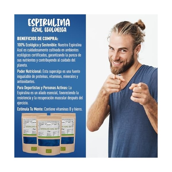 NULTHY – Spiruline Bleue en Poudre 25g | Pure et Naturelle, Superaliment Riche en Protéines, Antioxydants & Vitamines | Idéal