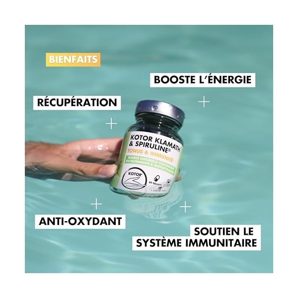 KOTOR SPIRULINE & KLAMATH 1400mg | Phycocyanine 120mg | Tonus, Immunité et Récupération | Duo de Super Aliment | Riche en nut