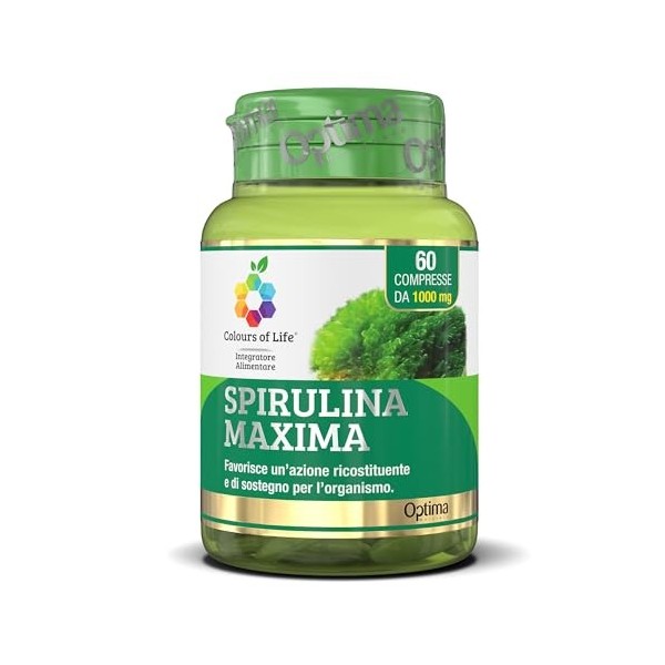 Spirulina Maxima - Supplément de spiruline - Action réparatrice et de soutien pour lorganisme - Vegan et sans gluten, 60 com
