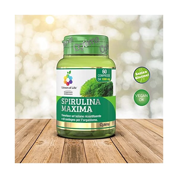Spirulina Maxima - Supplément de spiruline - Action réparatrice et de soutien pour lorganisme - Vegan et sans gluten, 60 com