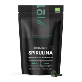 Spiruline Bio 2000mg – 300 Comprimés Véganes – Pressée à Froid Sans Additifs – Pochette Refermable et Recyclable – par Alpha0