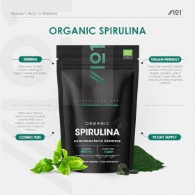 Spiruline Bio 2000mg – 300 Comprimés Véganes – Pressée à Froid Sans Additifs – Pochette Refermable et Recyclable – par Alpha0