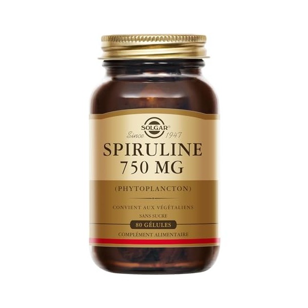 Solgar Spiruline - Tonus et Vitalité - Haute qualité - Défenses naturelles - Vegan - Riche en Protéines - Complément Alimenta