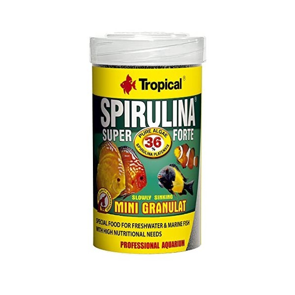 Tropical Super Spirulina Forte Mini Nourriture en granulés avec 36% de spiruline platensis 100 ML Spiruline